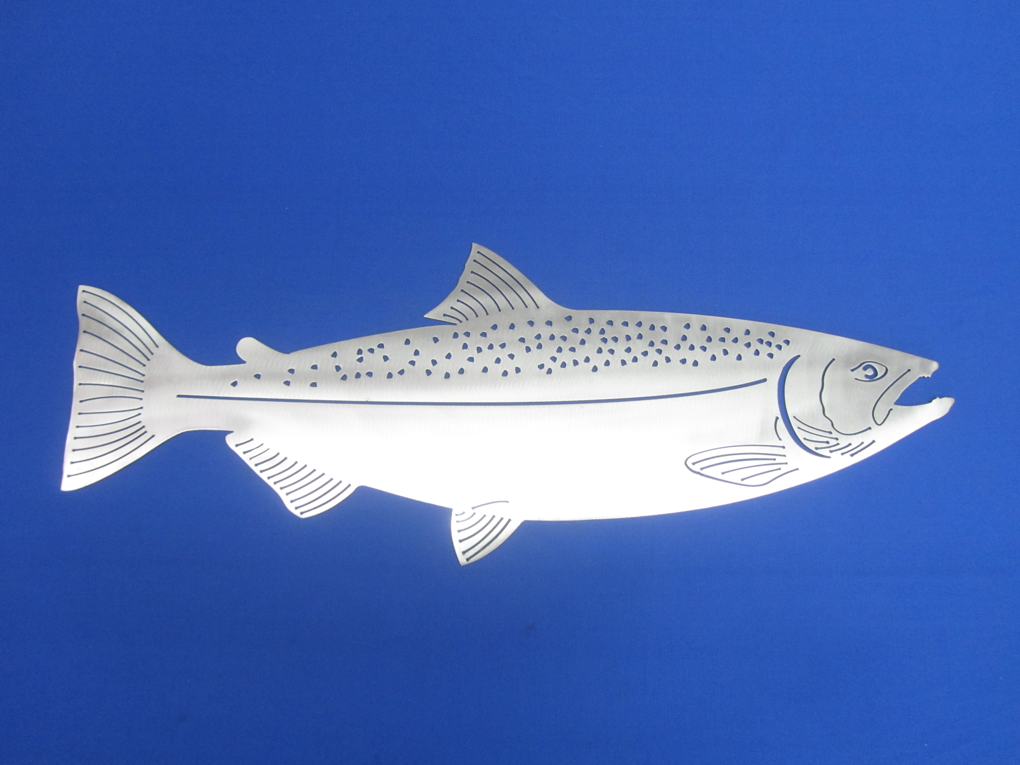 Raw Steel BIG Salmon Fly Fish Fishing Wall Art Plasma Cut 36" X 14.5" X 14 GA 